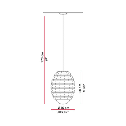Cuca Outdoor Pendant Light - line drawing.