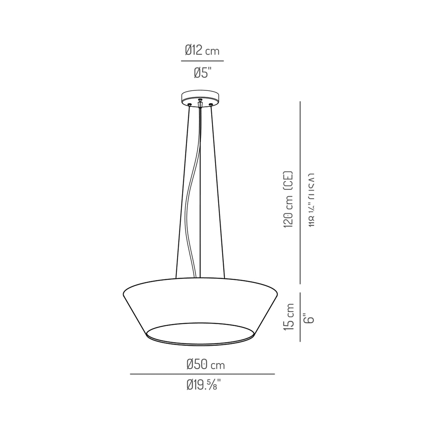 Daya Pendant Light - line drawing.