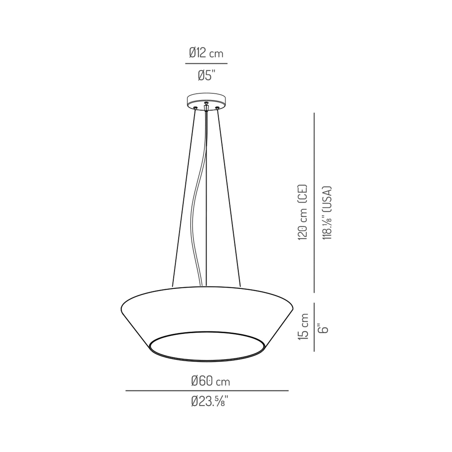 Daya Pendant Light - line drawing.