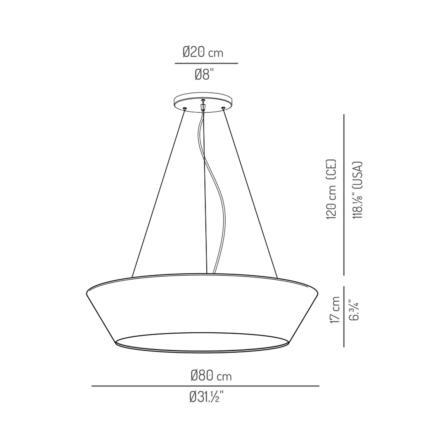 Daya Pendant Light - line drawing.