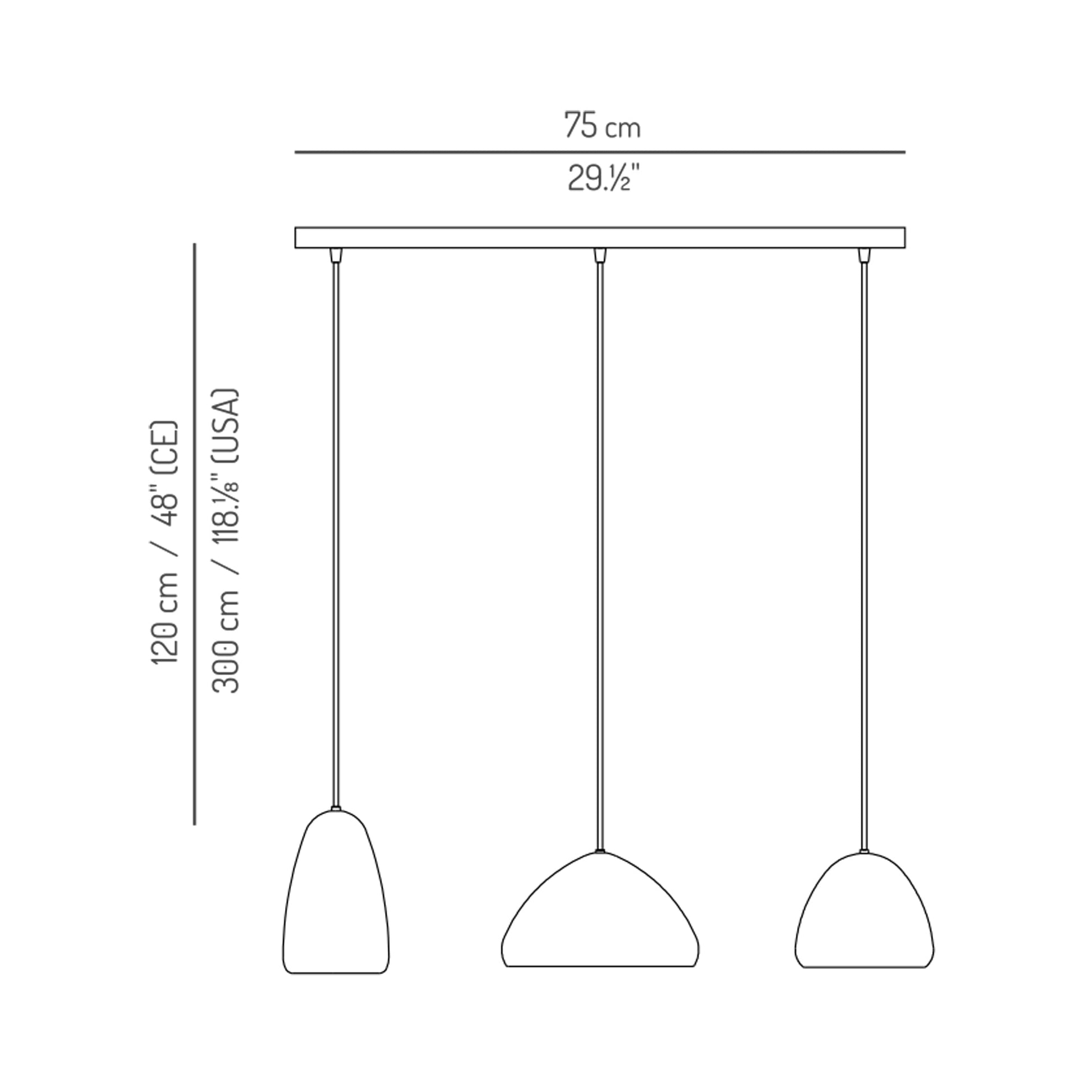 Dento Linear Pendant Light - line drawing.