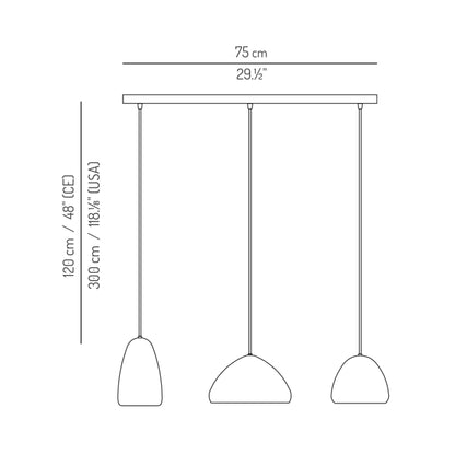 Dento Linear Pendant Light - line drawing.