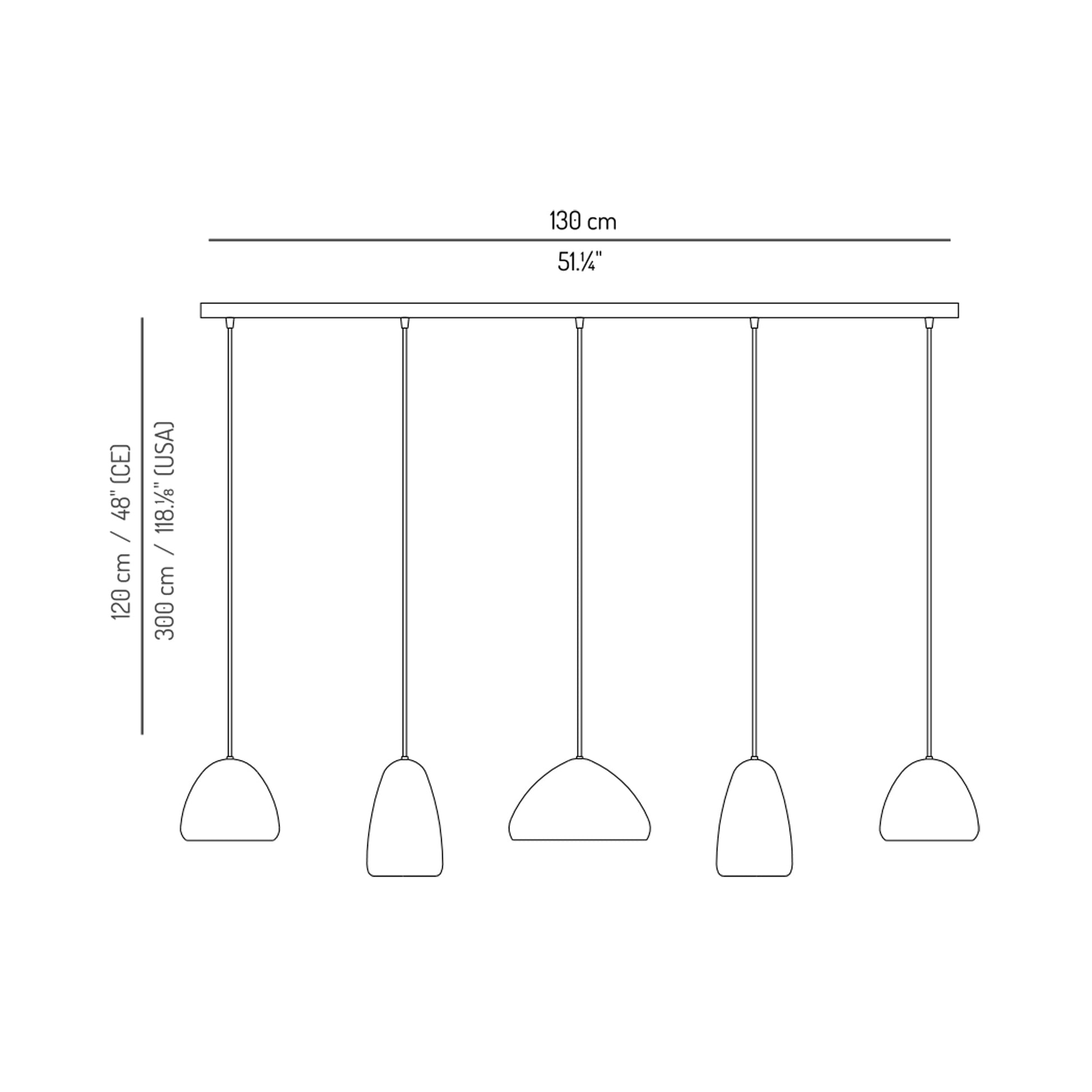 Dento Linear Pendant Light - line drawing.