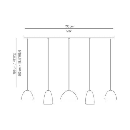 Dento Linear Pendant Light - line drawing.