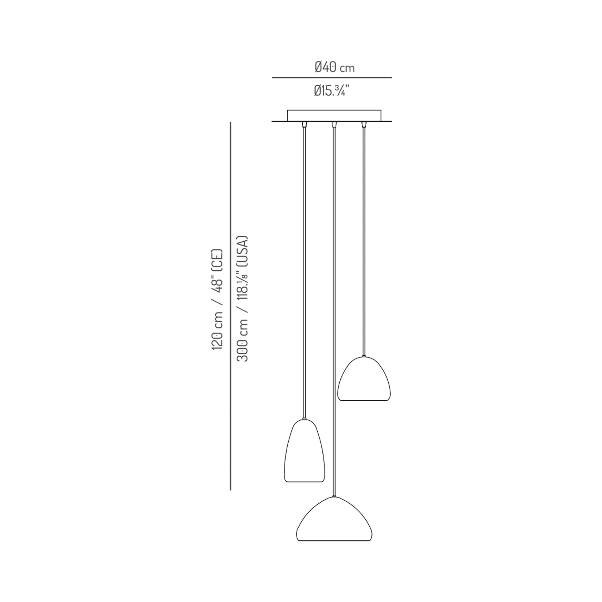 Dento Multi Light Pendant Light - line drawing.