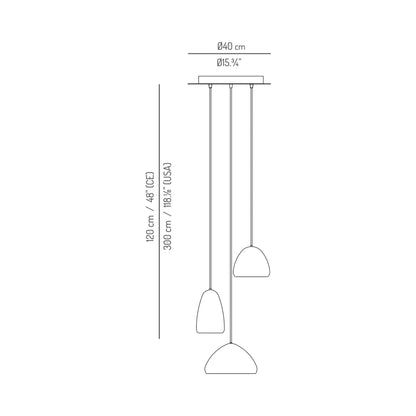 Dento Multi Light Pendant Light - line drawing.