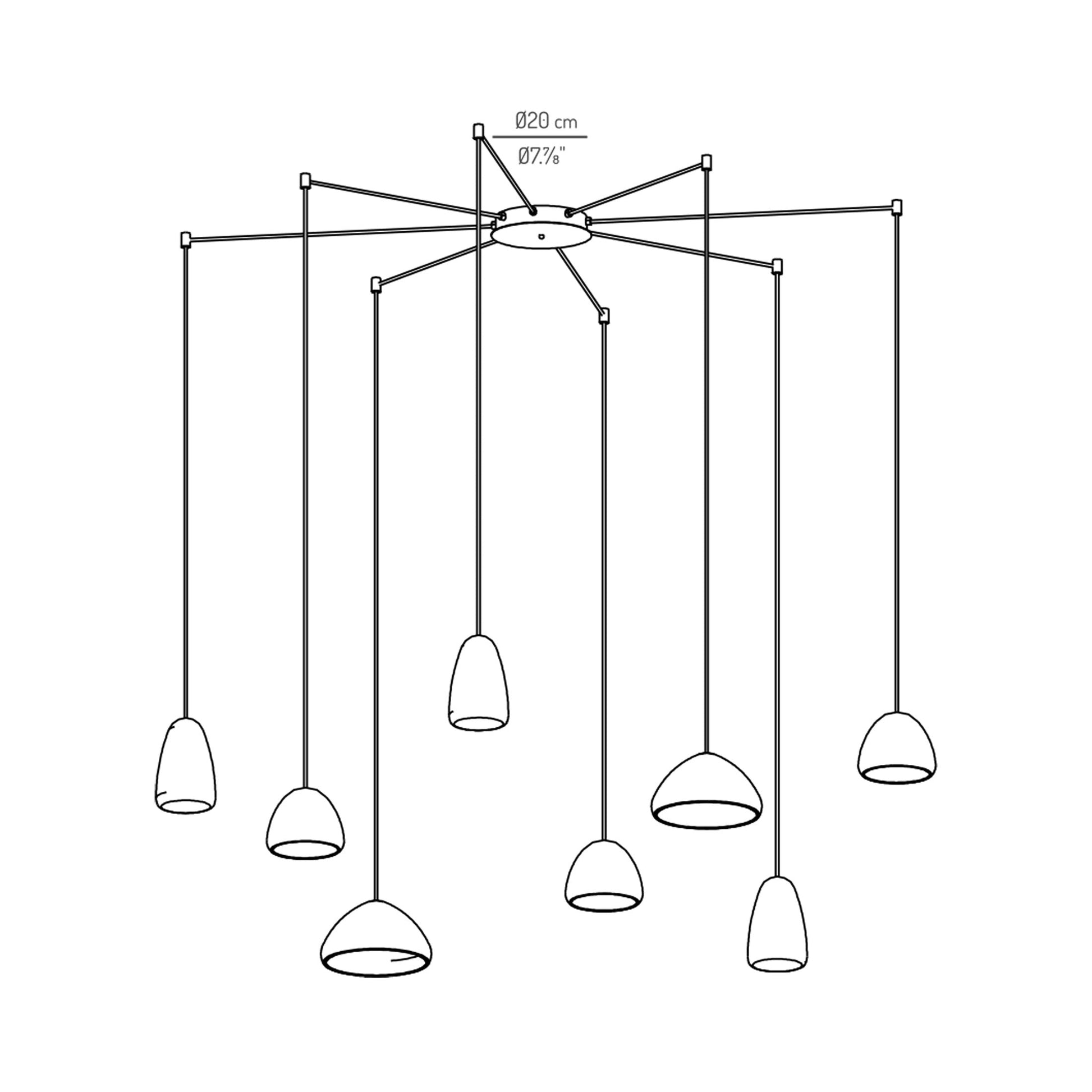 Dento Multi Light Pendant Light - line drawing.