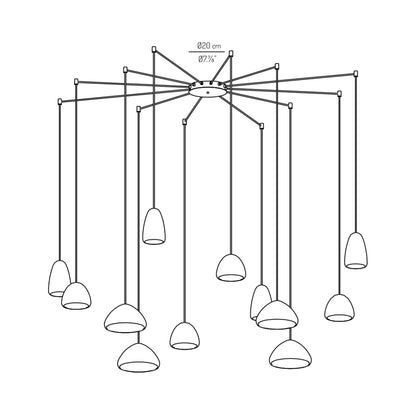 Dento Multi Light Pendant Light - line drawing.