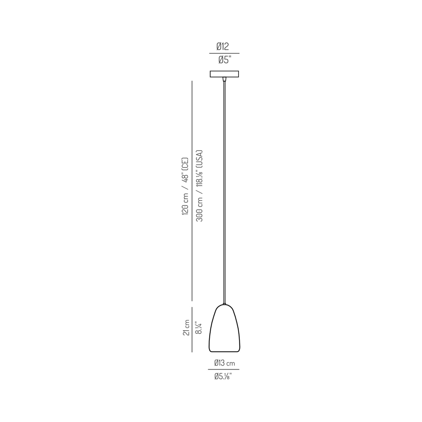 Dento Pendant Light - line drawing.