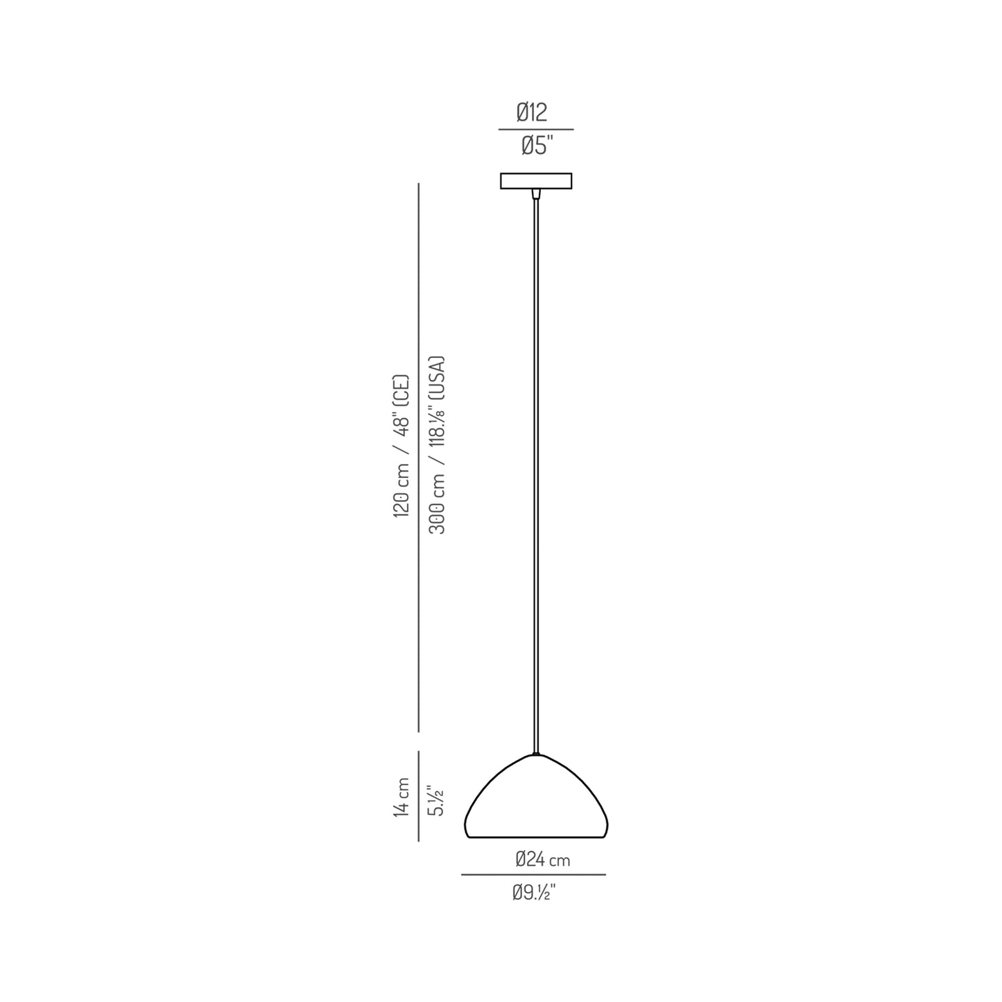 Dento Pendant Light - line drawing.