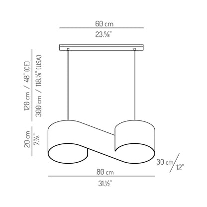 Duna Pendant Light - line drawing.