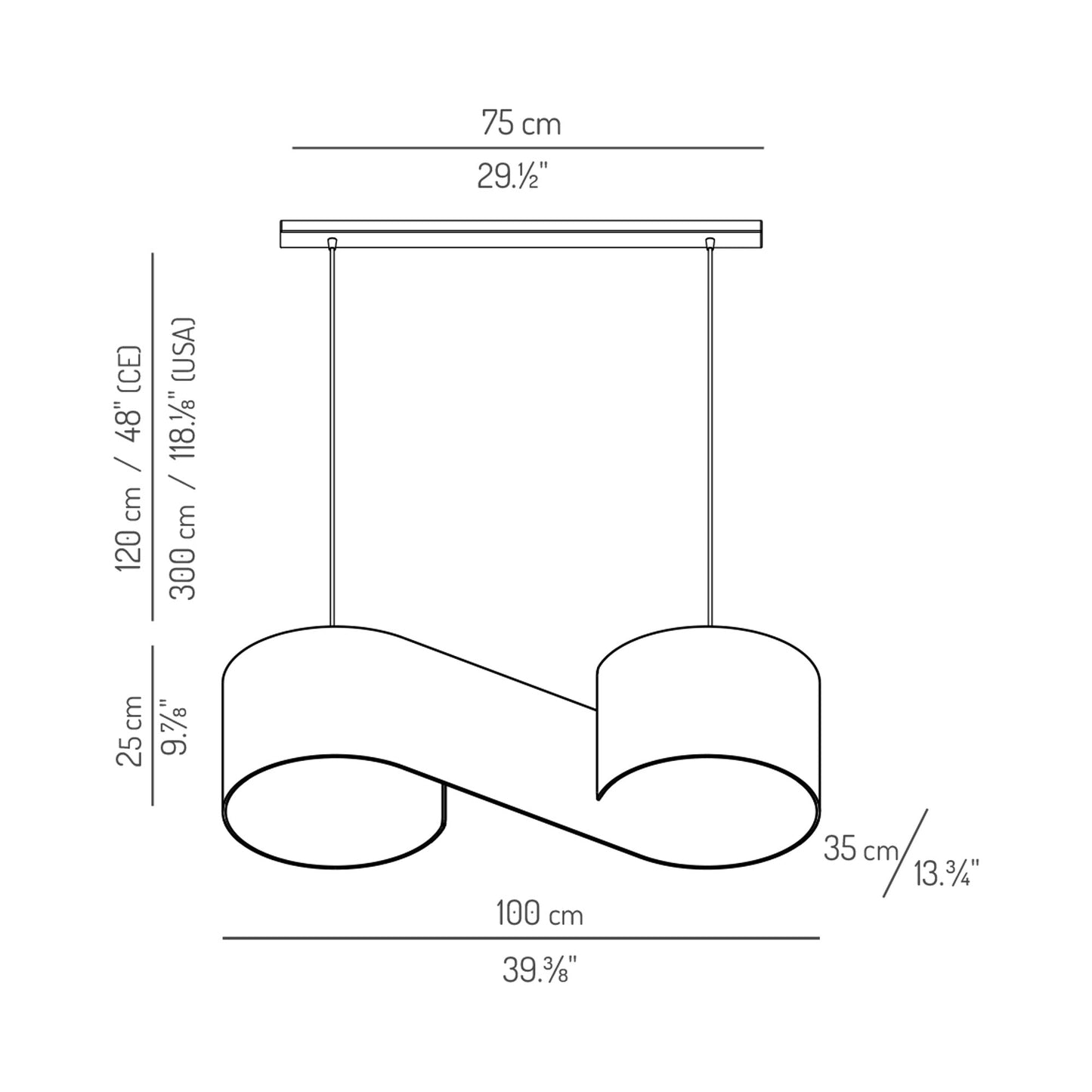 Duna Pendant Light - line drawing.