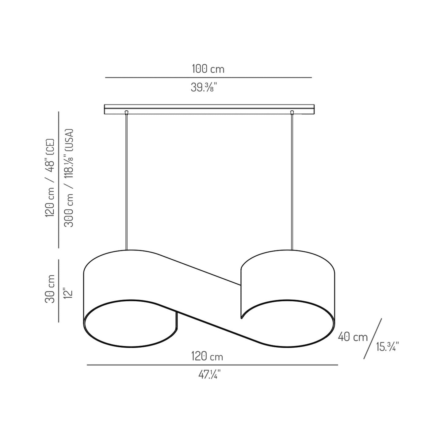Duna Pendant Light - line drawing.