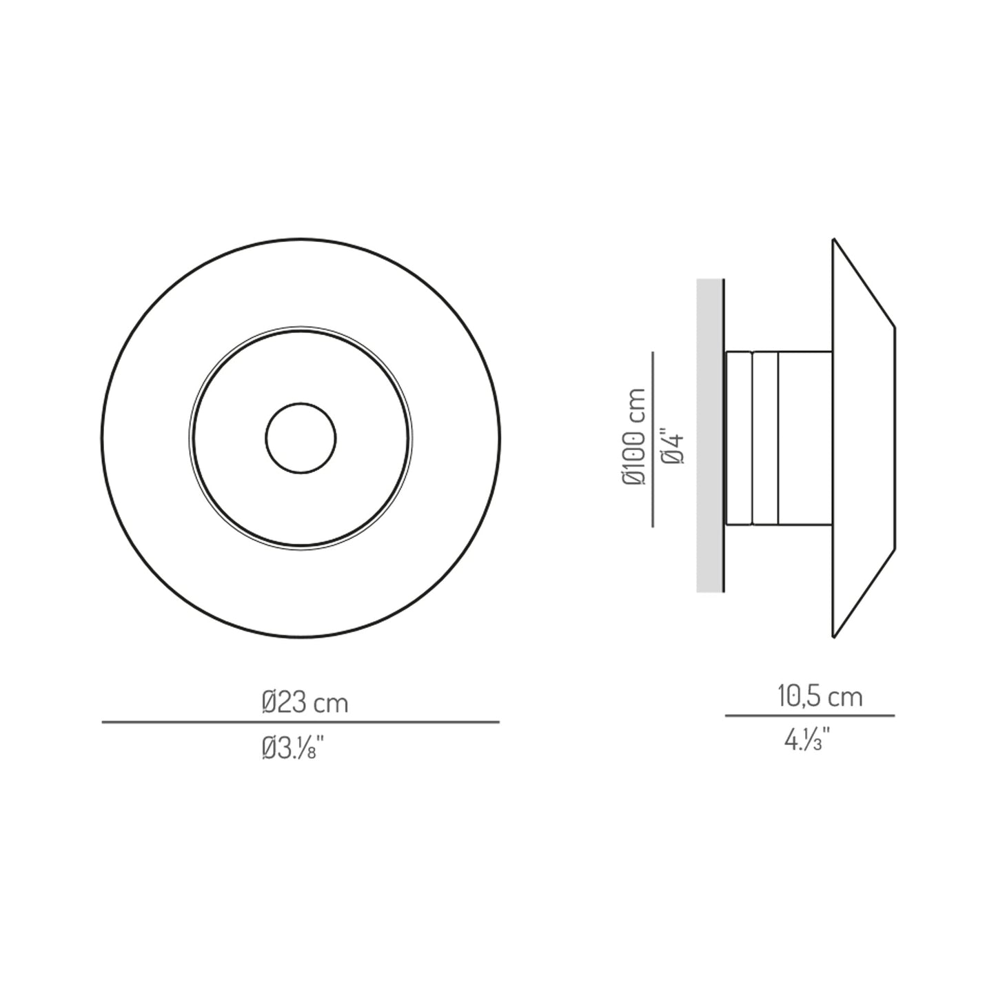 Erol LED Wall Light - line drawing.