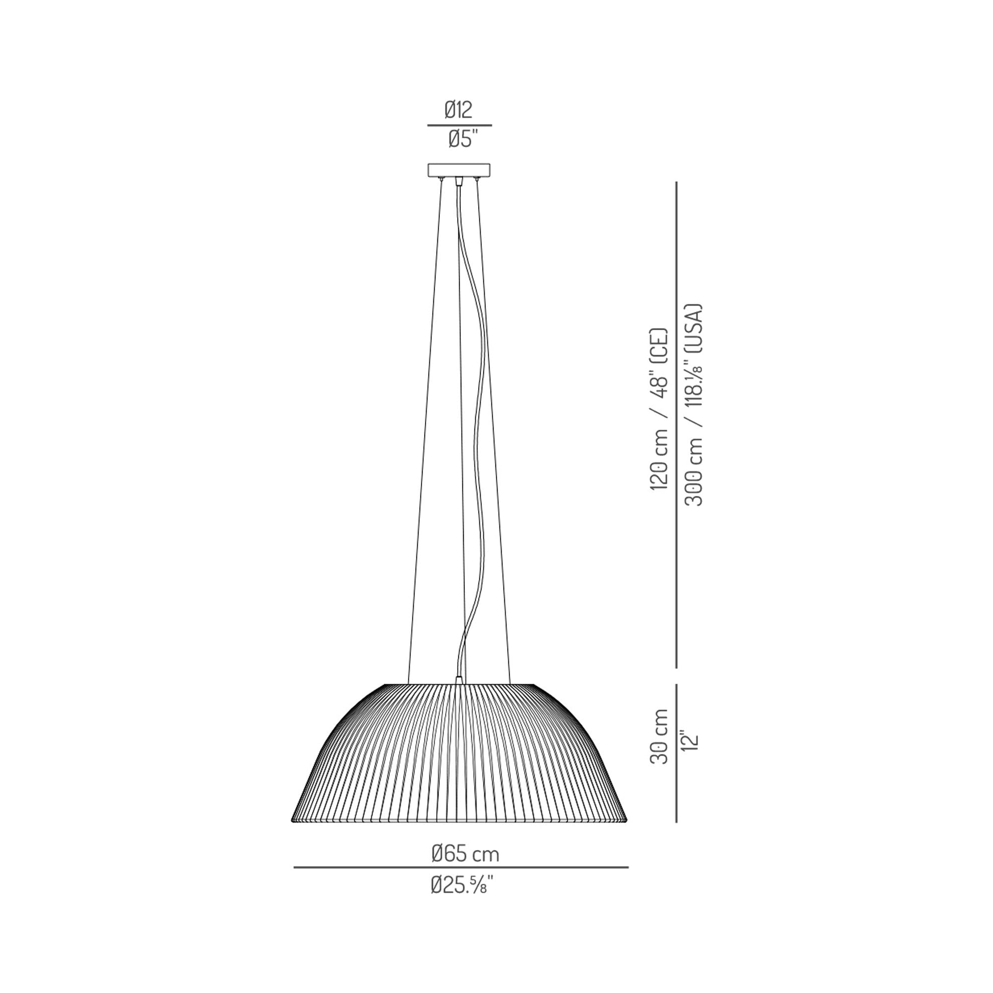 Eva LED Pendant Light - line drawing.