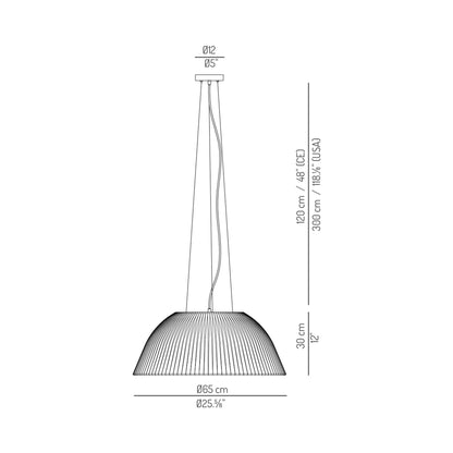 Eva LED Pendant Light - line drawing.