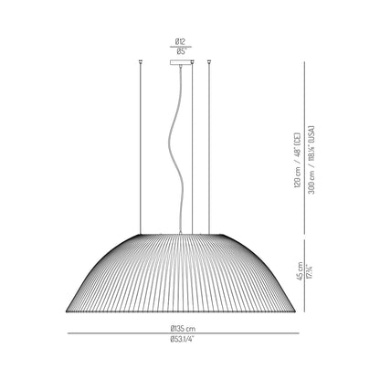 Eva LED Pendant Light - line drawing.