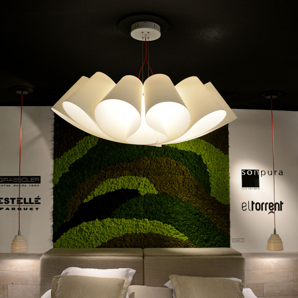 Flo LED Pendant Light in living room.