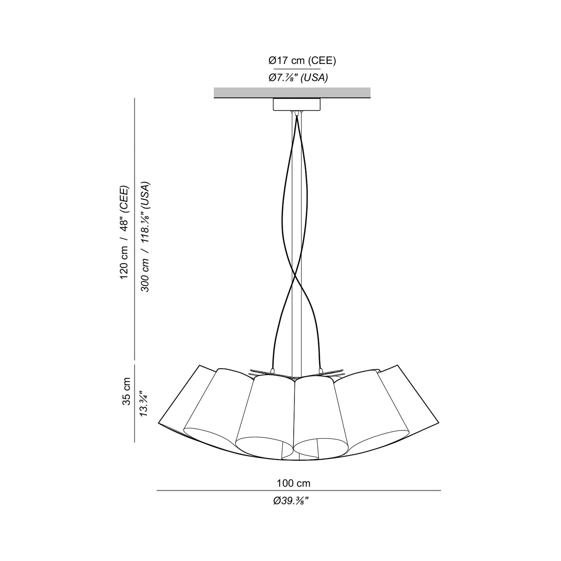 Flo LED Pendant Light - line drawing.