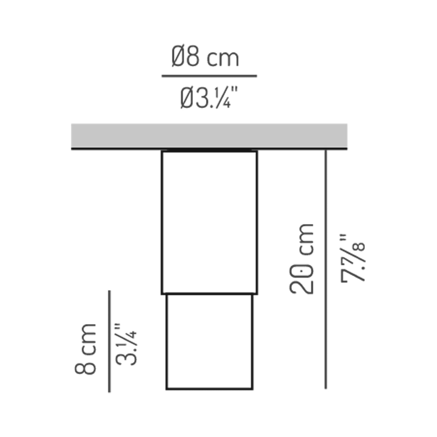 Fokus Flush Mount Ceiling Light - line drawing.