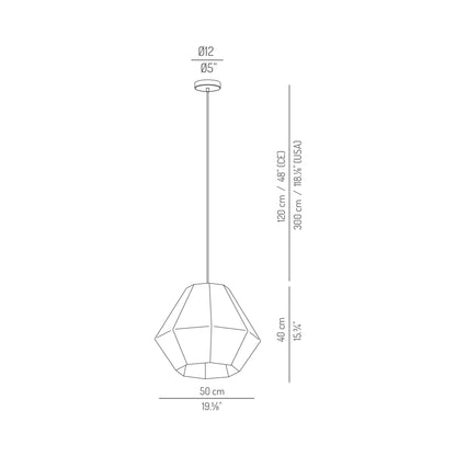 Gemma Pendant Light - line drawing.