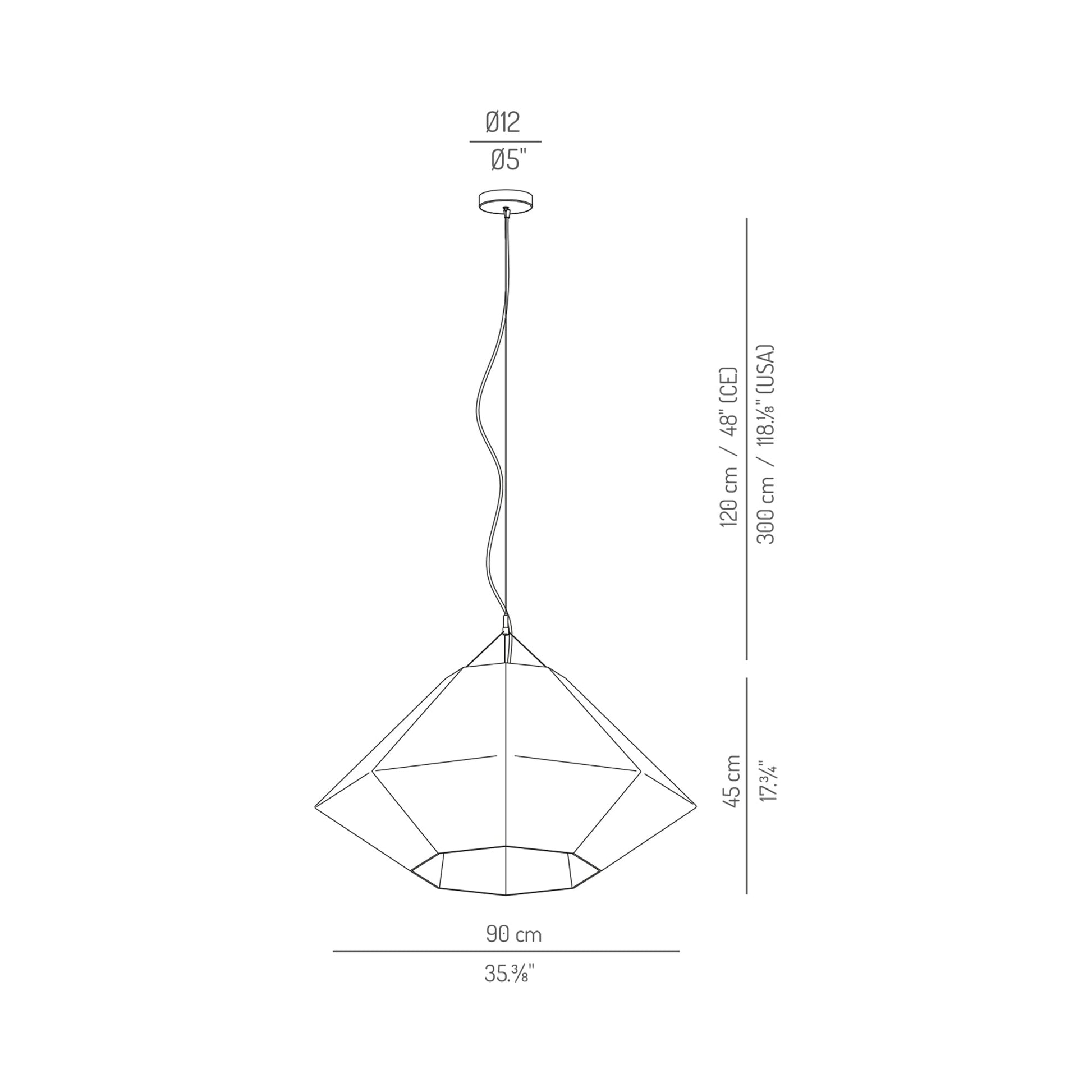 Gemma Pendant Light - line drawing.