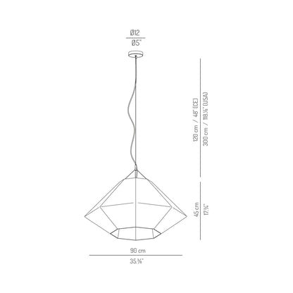Gemma Pendant Light - line drawing.