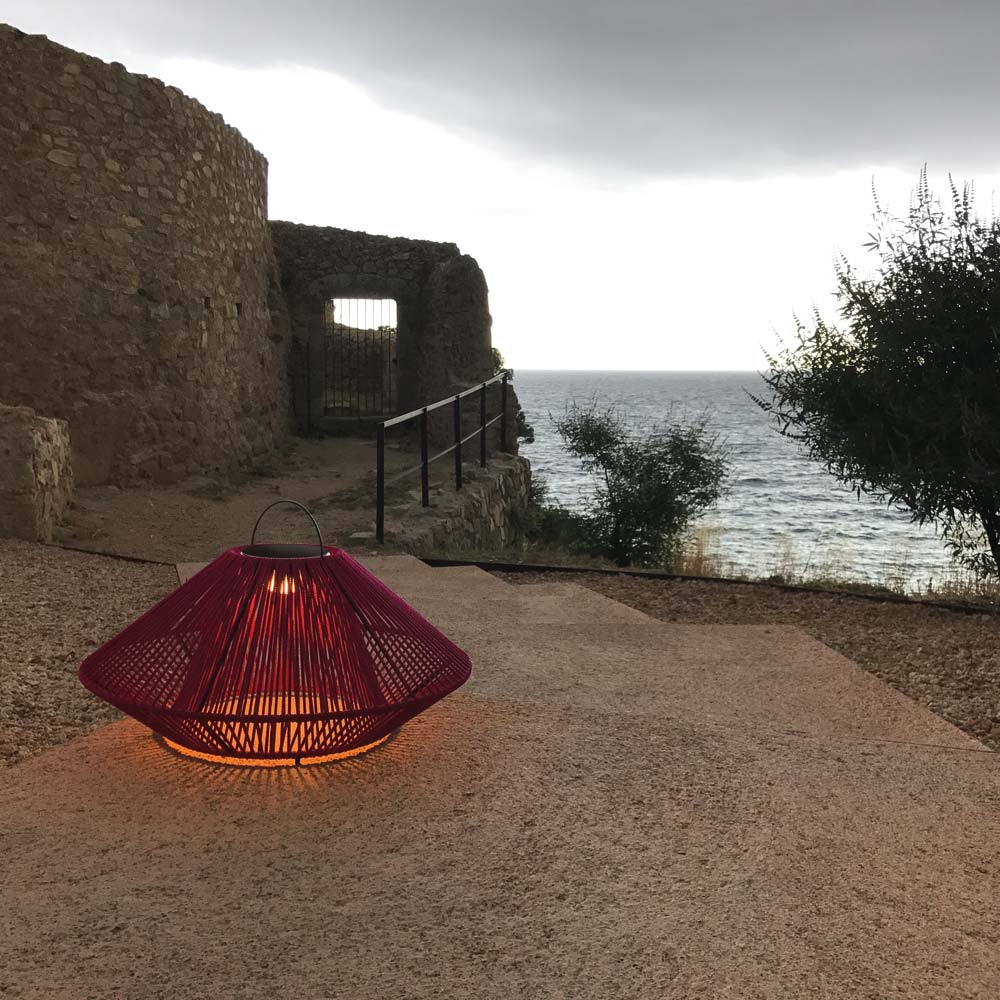 Koord Outdoor LED Rechargeable Table Lamp in Outside Area.