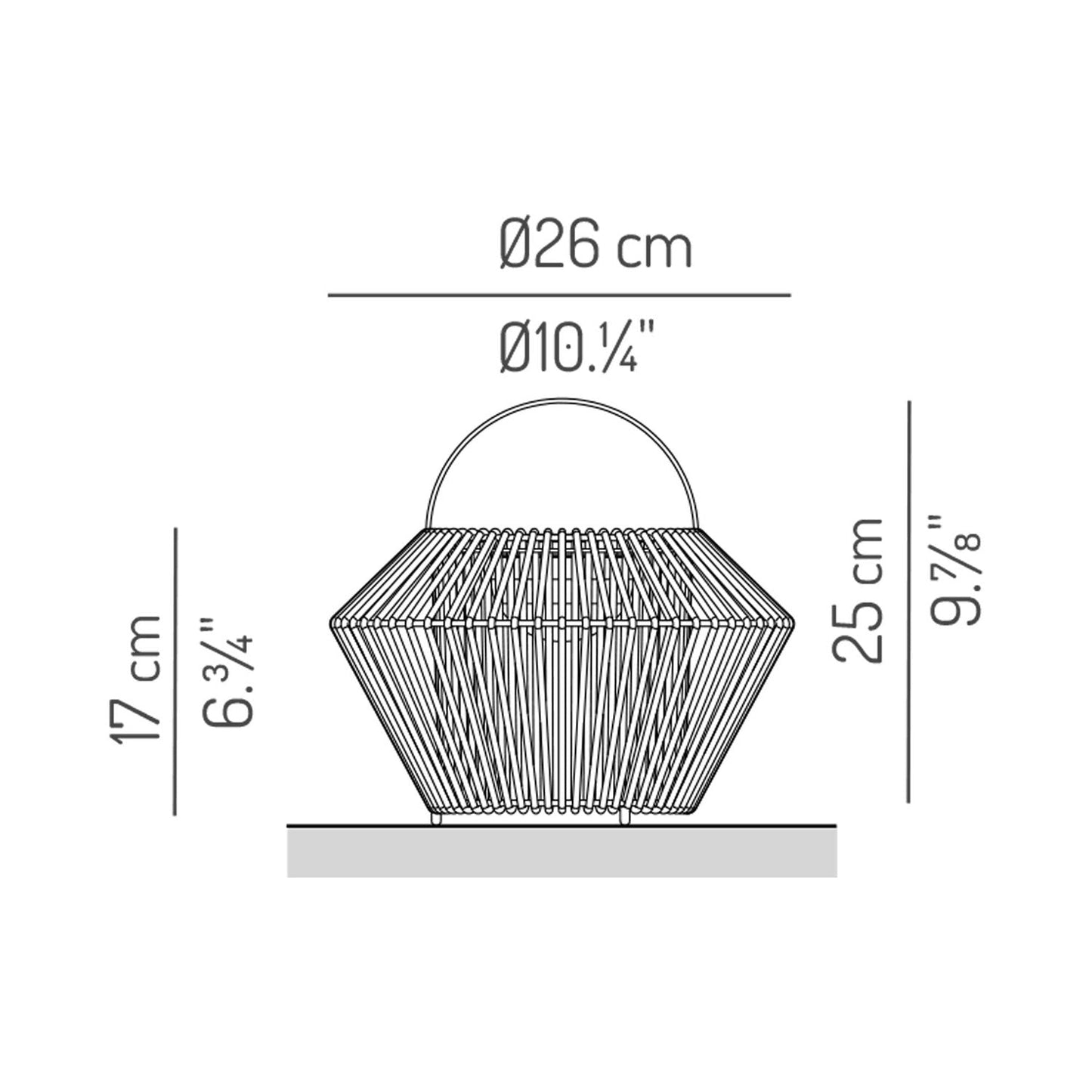 Koord Outdoor LED Rechargeable Table Lamp - line drawing.
