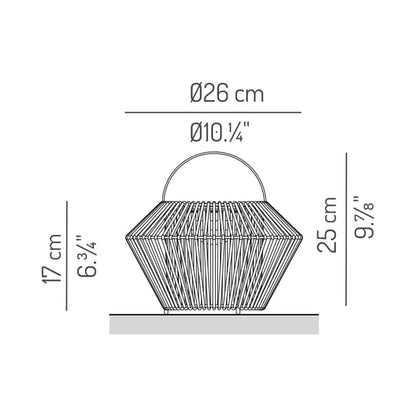 Koord Outdoor LED Rechargeable Table Lamp - line drawing.