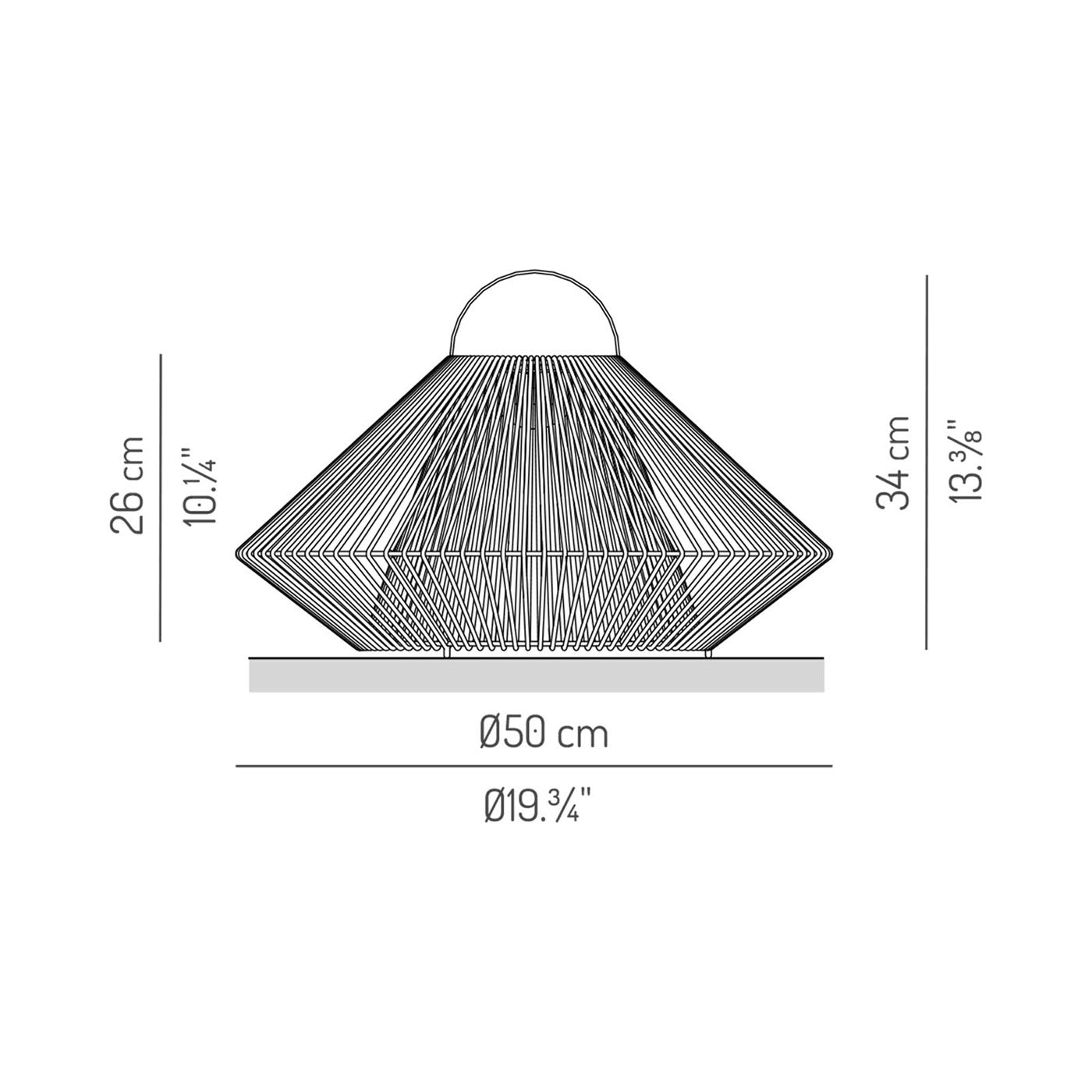 Koord Outdoor LED Rechargeable Table Lamp - line drawing.