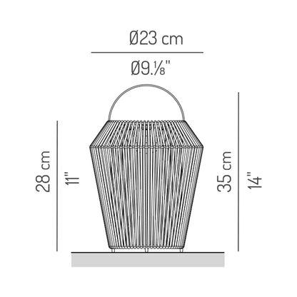 Koord Outdoor LED Rechargeable Table Lamp - line drawing.