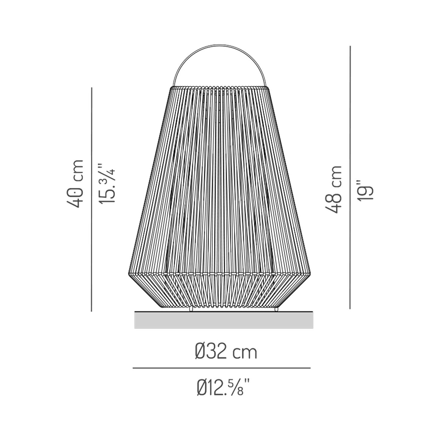 Koord Outdoor LED Rechargeable Table Lamp - line drawing.