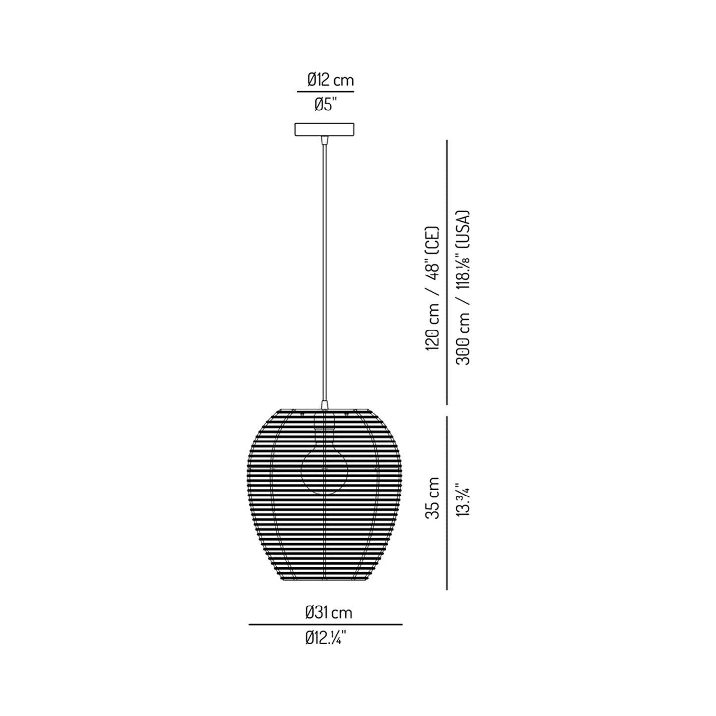 Meisy Pendant Light - line drawing.