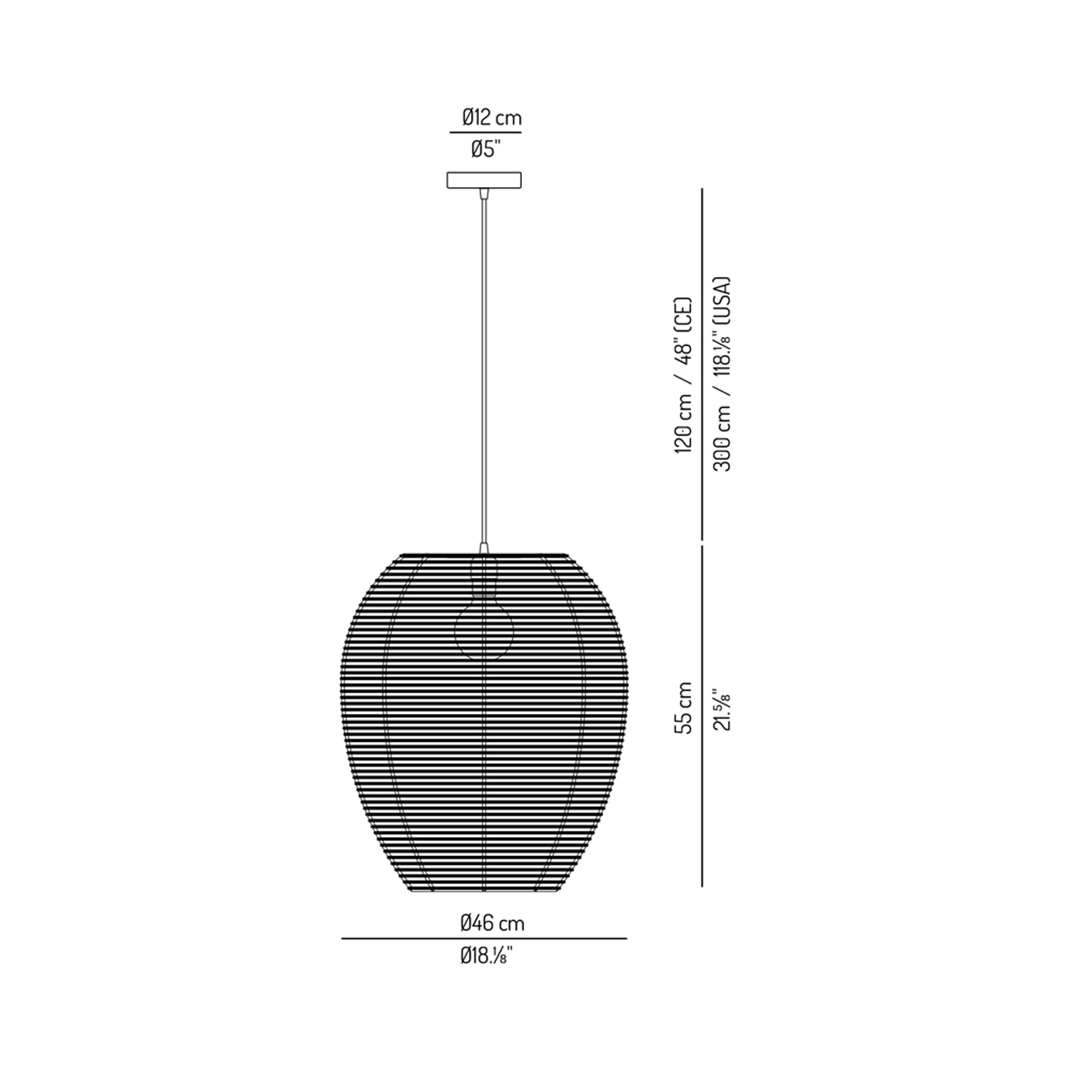 Meisy Pendant Light - line drawing.