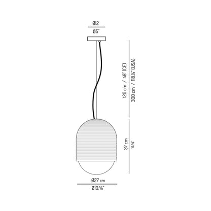 Nucli Outdoor Pendant Light - line drawing.