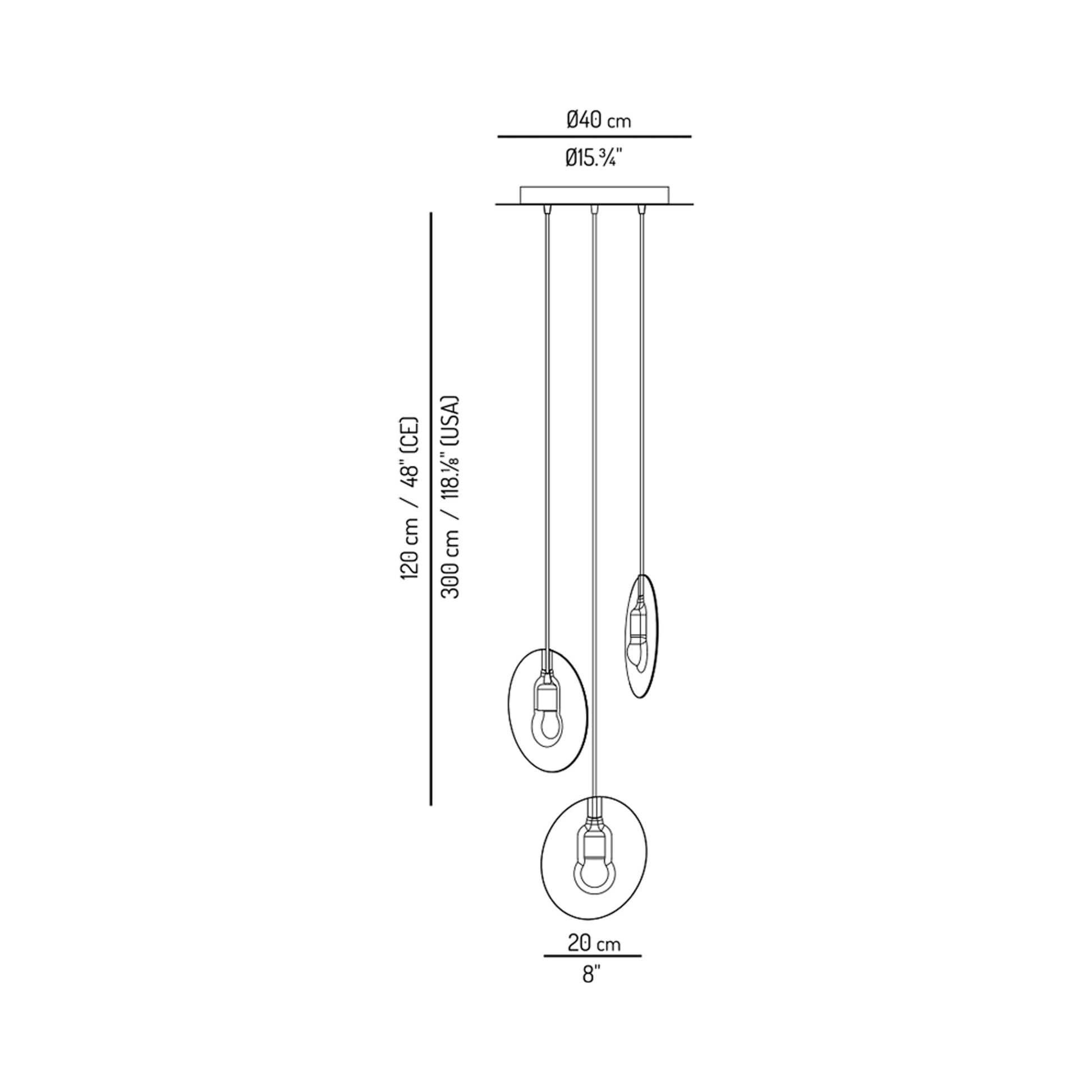 Oda LED Multi Light Pendant Light - line drawing.
