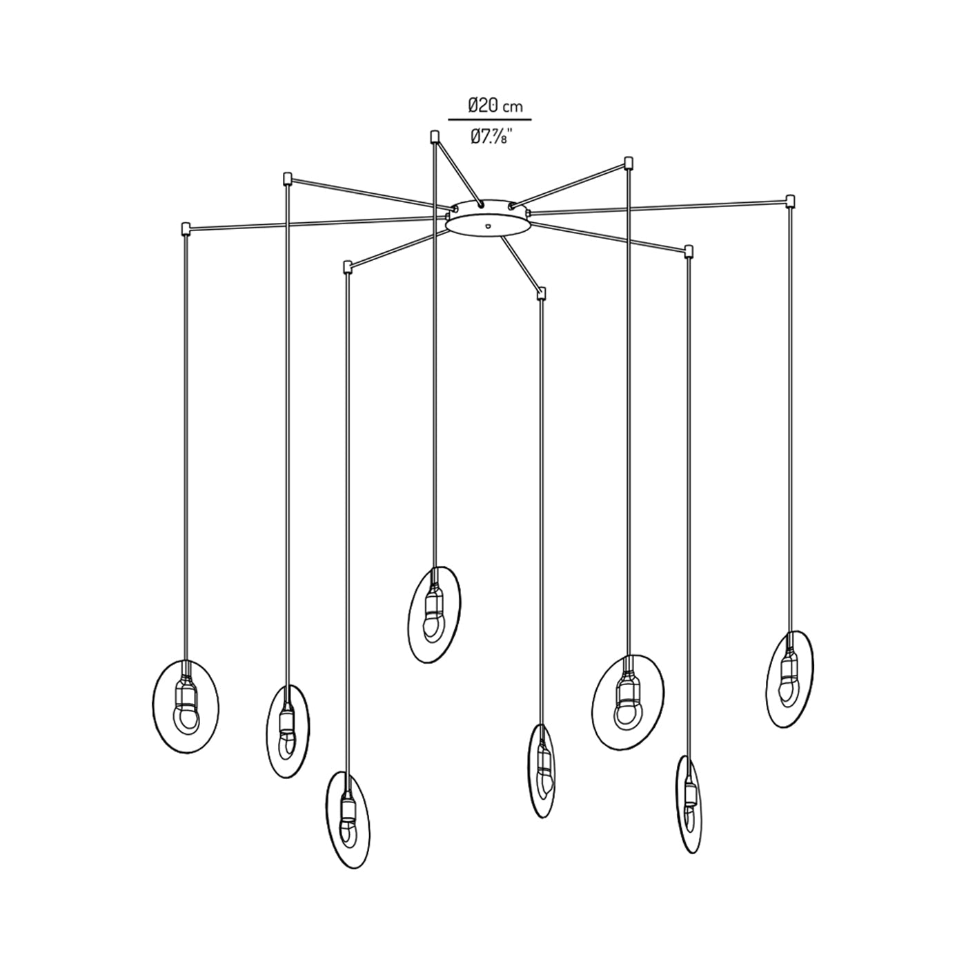 Oda LED Multi Light Pendant Light - line drawing.