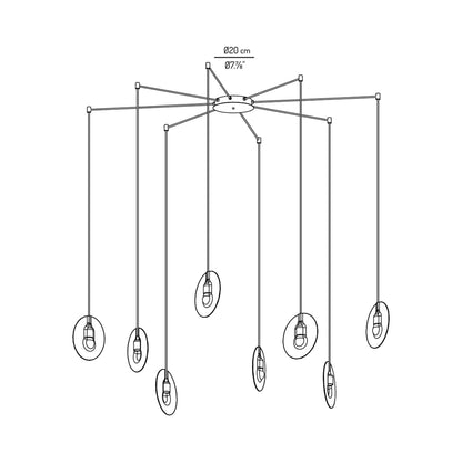 Oda LED Multi Light Pendant Light - line drawing.