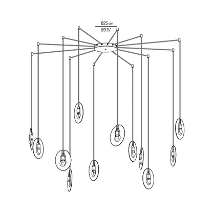 Oda LED Multi Light Pendant Light - line drawing.