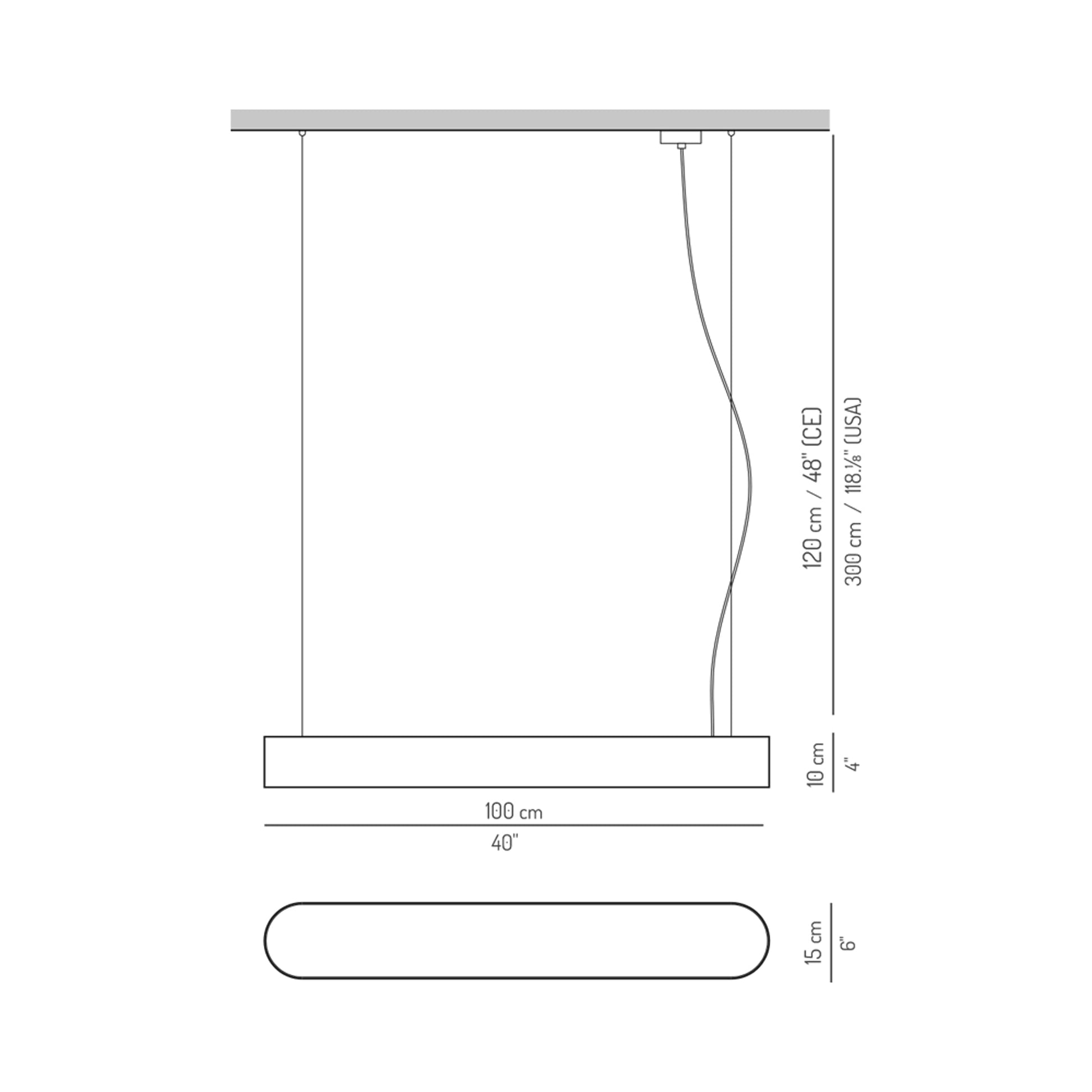 Ovla LED Pendant Light - line drawing.