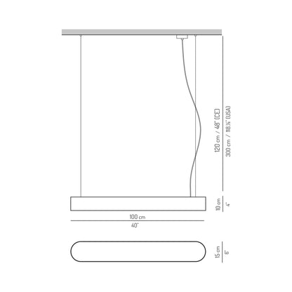 Ovla LED Pendant Light - line drawing.