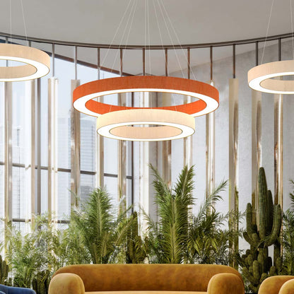 Ring LED Pendant Light in living room.