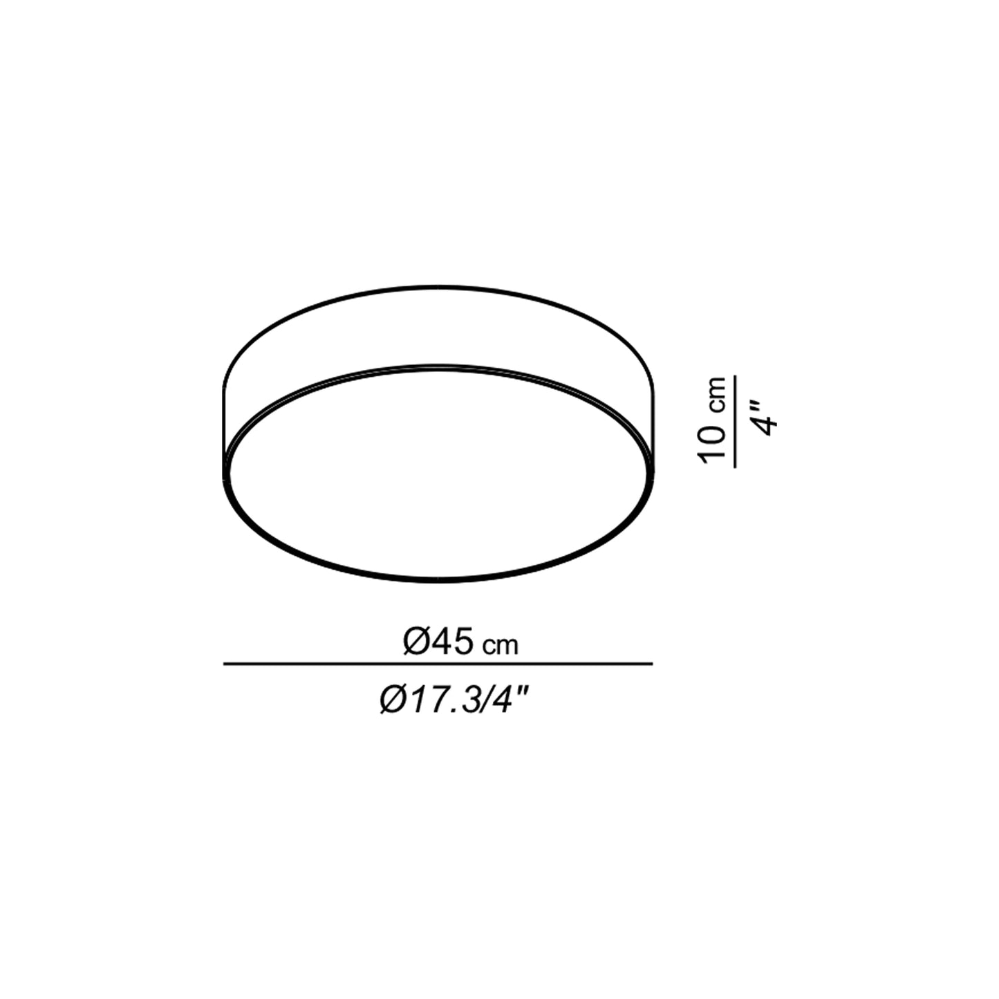 Slim LED Flush Mount Ceiling Light - line drawing.