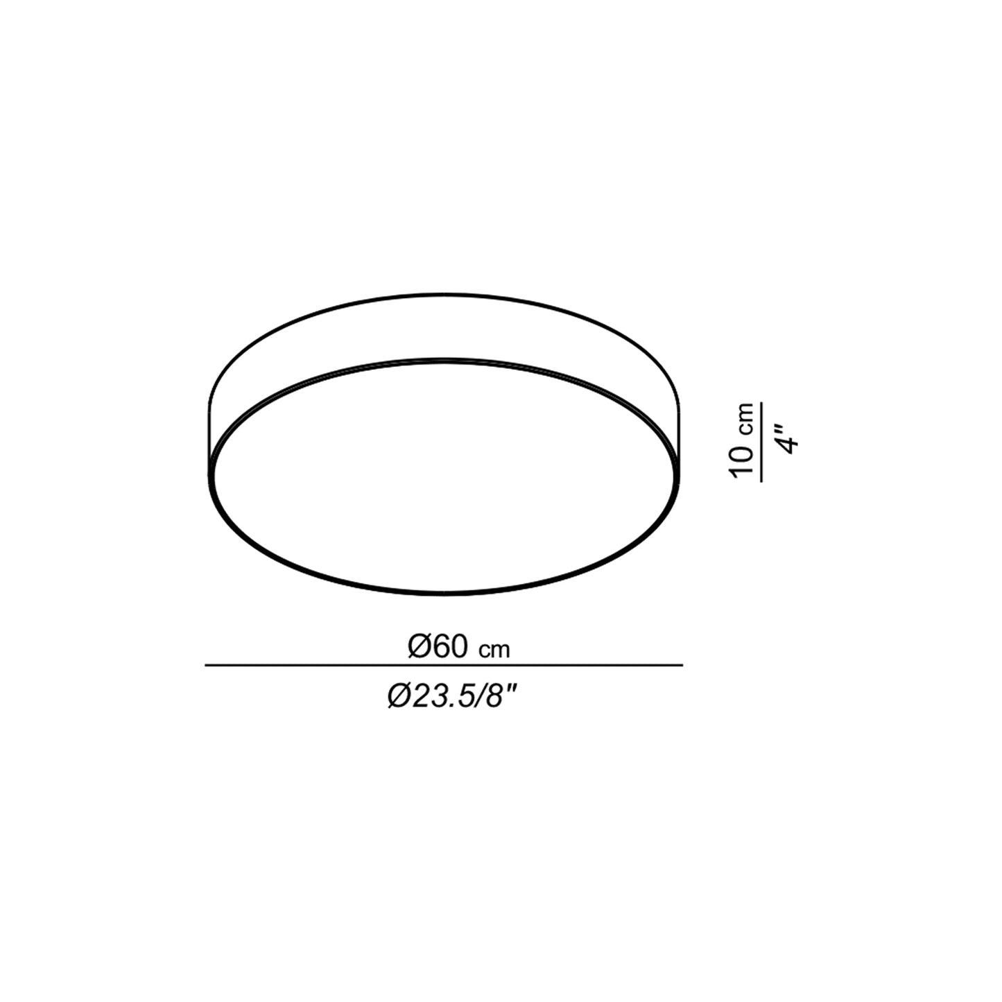 Slim LED Flush Mount Ceiling Light - line drawing.