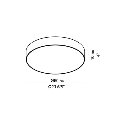 Slim LED Flush Mount Ceiling Light - line drawing.