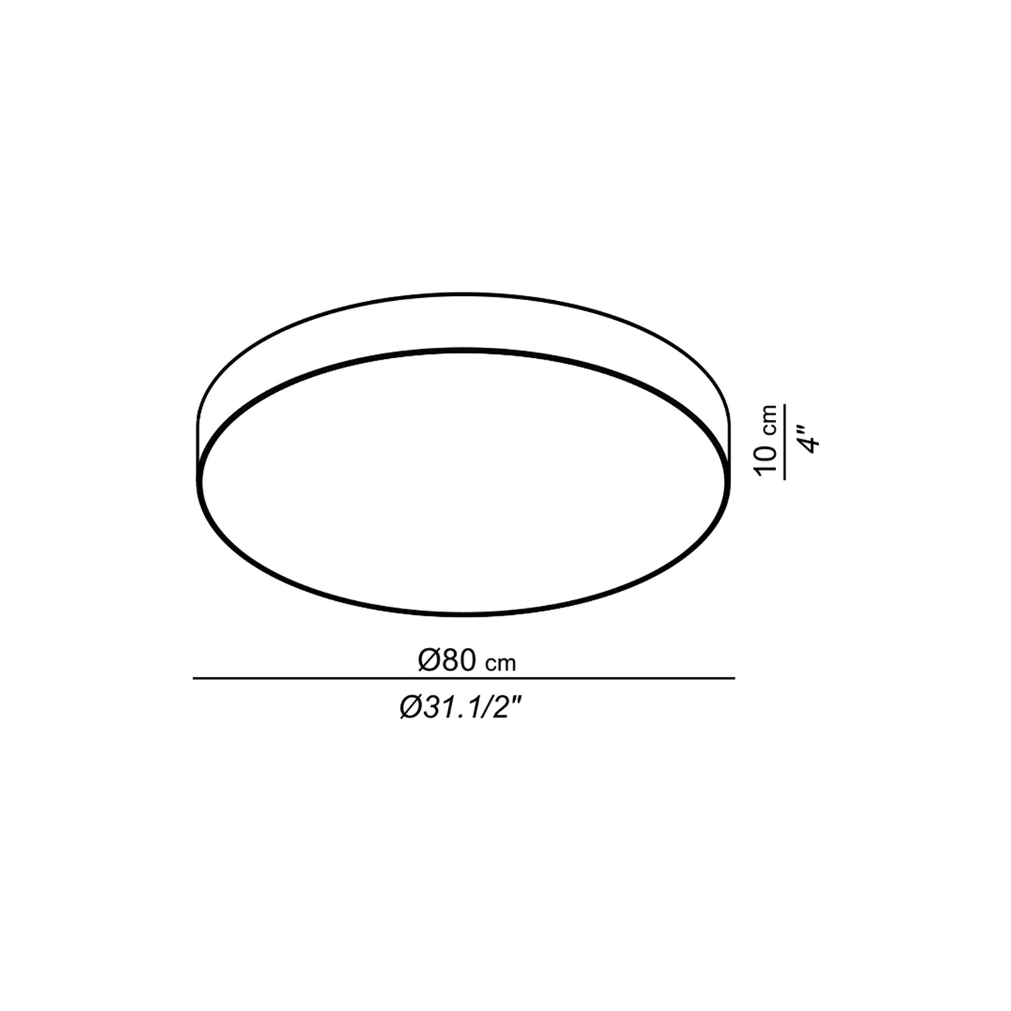 Slim LED Flush Mount Ceiling Light - line drawing.