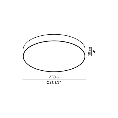 Slim LED Flush Mount Ceiling Light - line drawing.