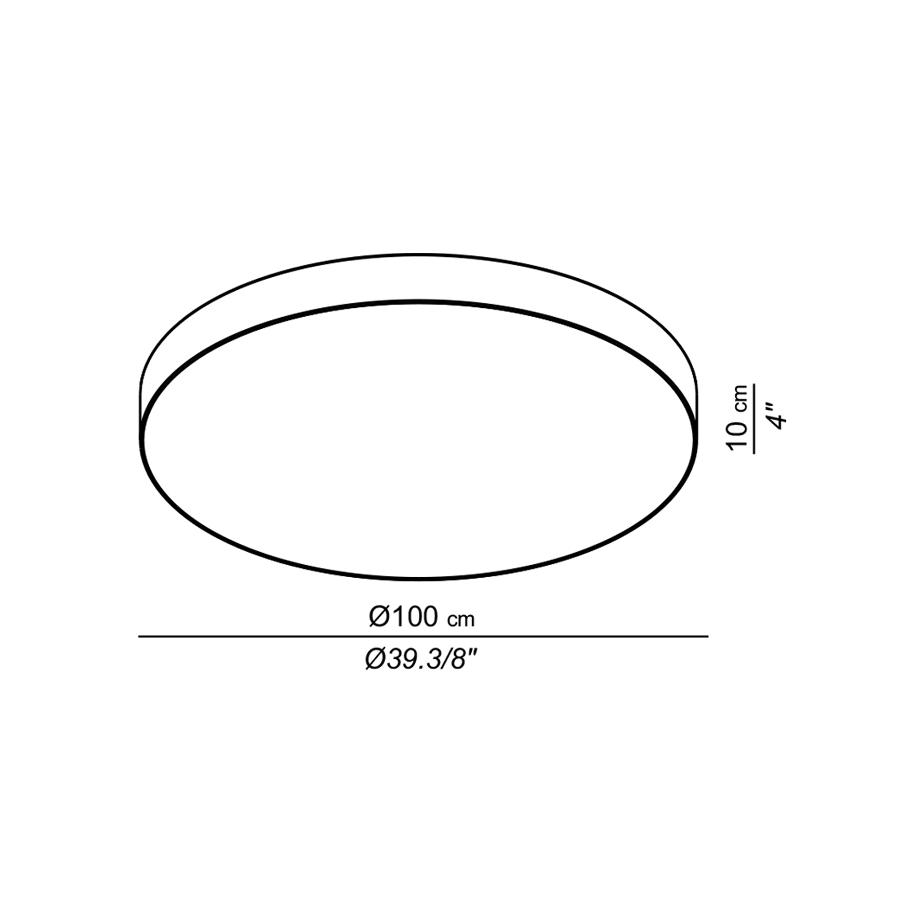 Slim LED Flush Mount Ceiling Light - line drawing.