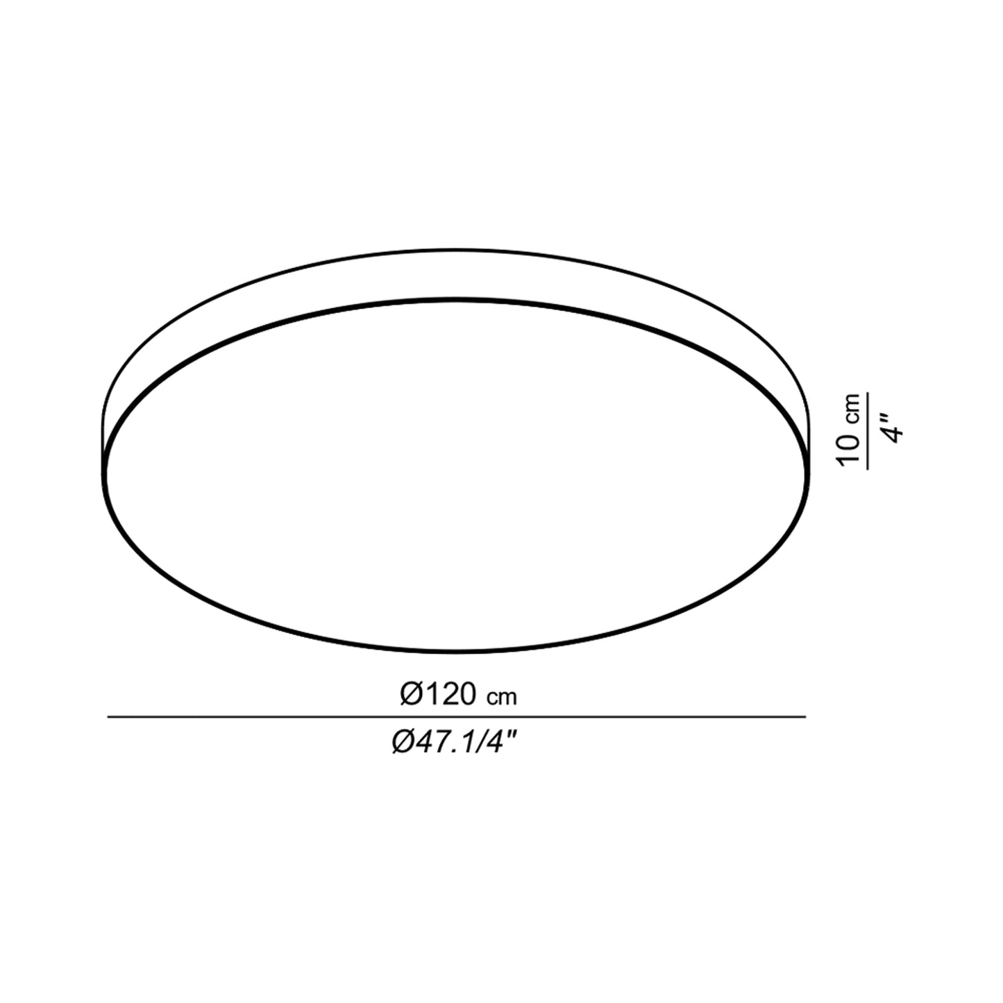 Slim LED Flush Mount Ceiling Light - line drawing.